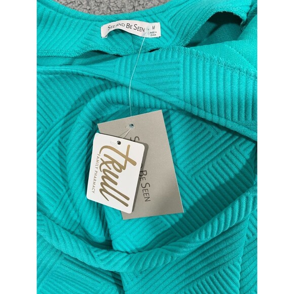 NWT Seen Be Seen Medium (M) Blue Soft Overall Shorts Adjustable Strap Boutique - Picture 6 of 14